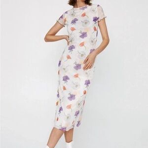 casual Floral‎ dress Mesh Crew Neck Midi cottagecore feminine girlhoodcore 4